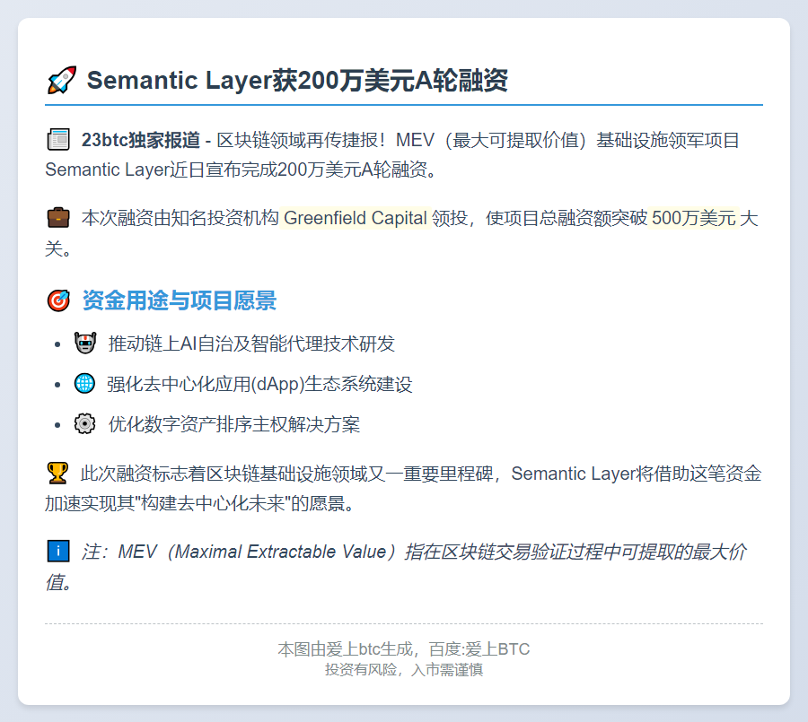 Semantic Layer获200万美元A轮融资