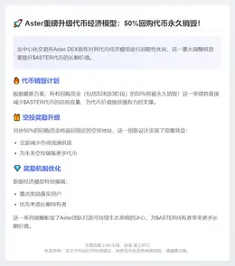 Aster代币50%回购销毁