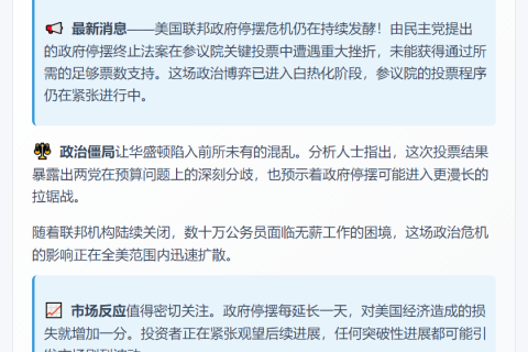 美参议院未通过结束政府停摆法案