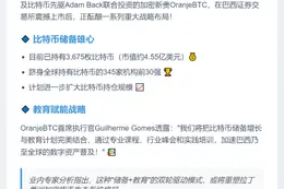 OranjeBTC上市后拟增持比特币并推动巴西加密教育