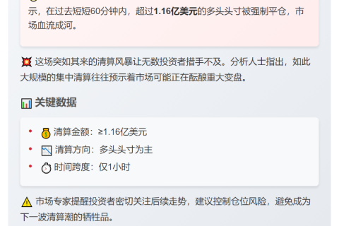 1小时1.16亿多头爆仓