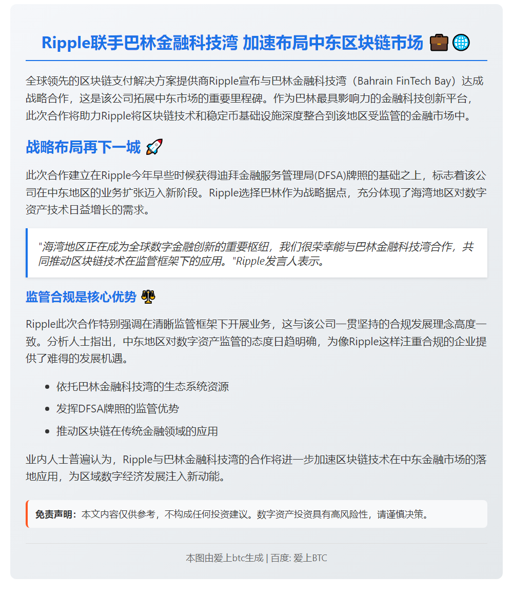 Ripple联手巴林拓展中东市场