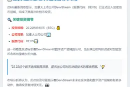 DevvStream购入22枚比特币