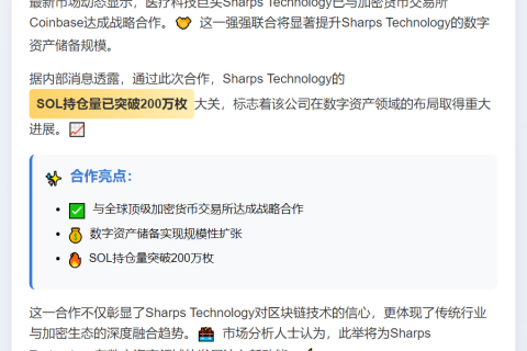 Sharps与Coinbase合作 增持数字资产