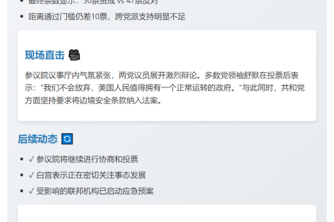 政府停摆法案未获参议院通过
