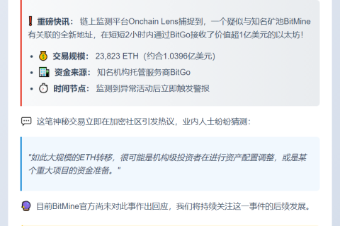 BitMine地址突收23,823枚ETH