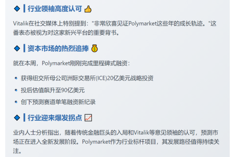 Vitalik点赞Polymarket推动预测市场发展