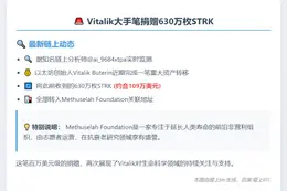 Vitalik转移630万枚STRK至基金会