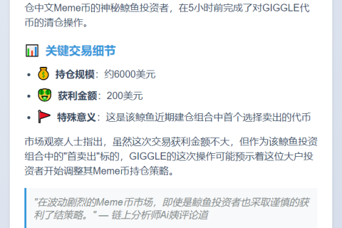 鲸鱼清仓GIGGLE赚200美元