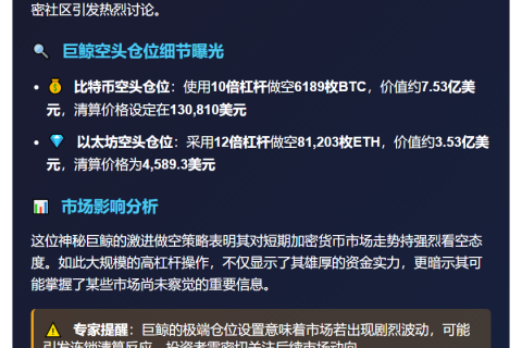 比特币巨鲸增持空仓超11亿美元