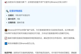 Binance上线YBUSDT永续合约盘前交易