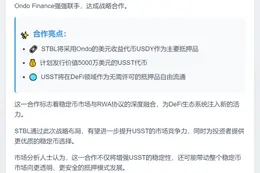 STBL宣布将投资5000万美元于Ondo USDY，作为其稳定币USST的主要抵押品