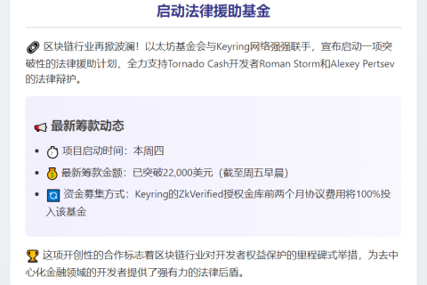 以太坊基金会资助Tornado Cash开发者