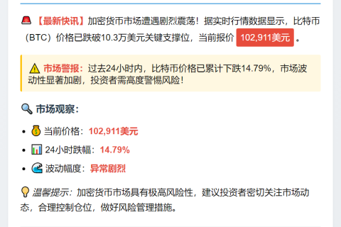 BTC跌破10.3万美元