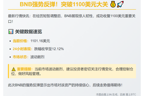 BNB突破1100美元