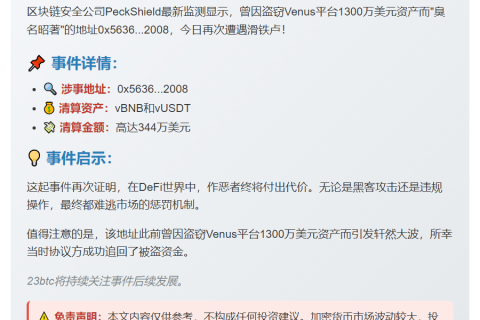 344万美元加密资产遭清算