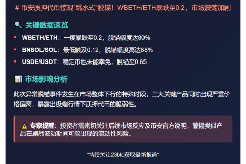 币安WBETH与BNSOL凌晨脱锚大跌