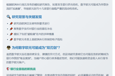 数字欧元或致7000亿欧元存款外流