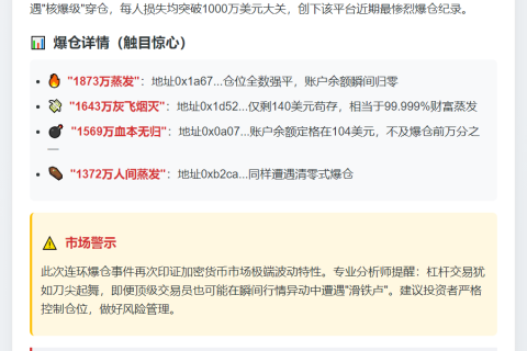 Hyperliquid 四交易员闪崩爆仓超千万