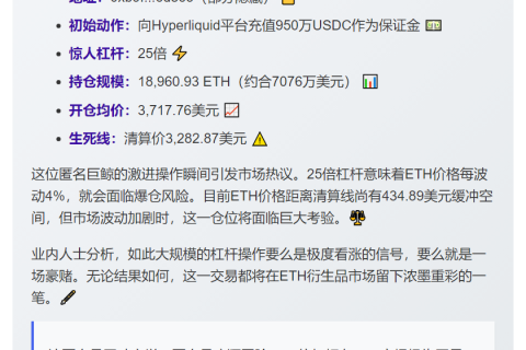 鲸鱼25倍做多1.89万枚ETH