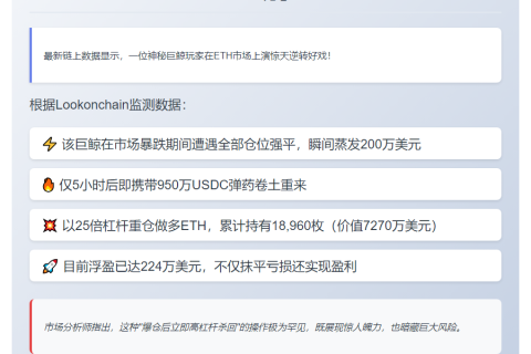 鲸鱼ETH多单回本，亏损200万后翻盘