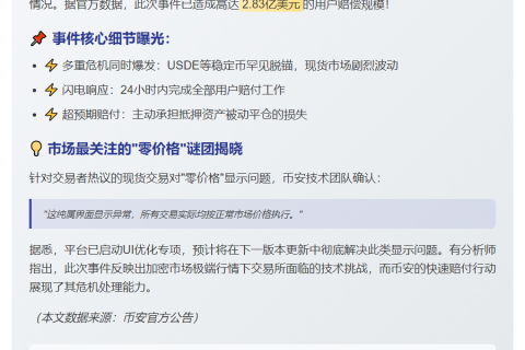 Binance赔偿2.83亿应对资产脱锚
