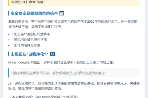 加密市场资金费率跌至2022年熊市最低