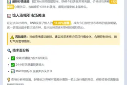BNB突破1320美元