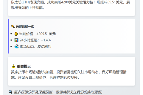 ETH突破4200美元