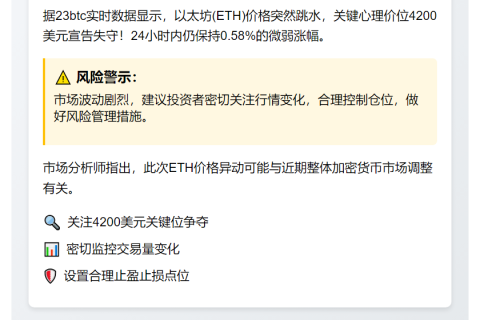 ETH跌破4200