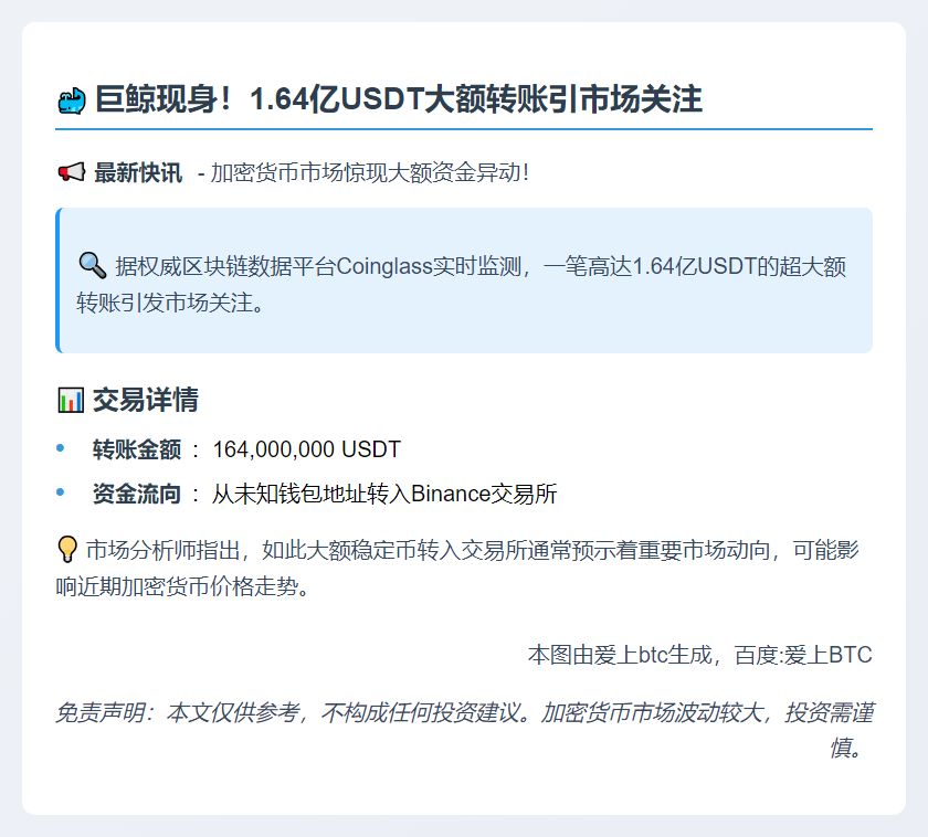 1.64亿USDT转入Binance