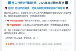英央行降息预期升温：2026年底或降46基点