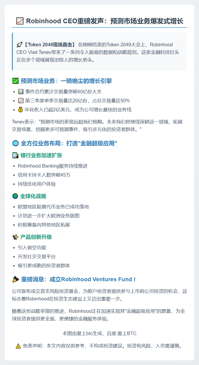 Robinhood CEO：Q3收入超2亿美元
