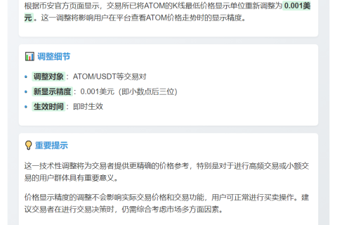 币安调整ATOM最低价至0.001美元