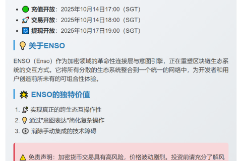 MGBX上线ENSO现货交易10月14日18:00