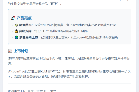 WisdomTree欧洲推出XLM ETP