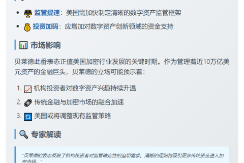 贝莱德呼吁美国加快数字资产监管