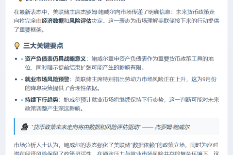 鲍威尔：政策走向取决于数据与风险