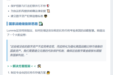 Lummis：没收比特币凸显立法需求