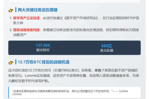 美议员：没收12.7万枚比特币凸显立法需求