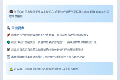 哈塞特：鲍威尔将降息