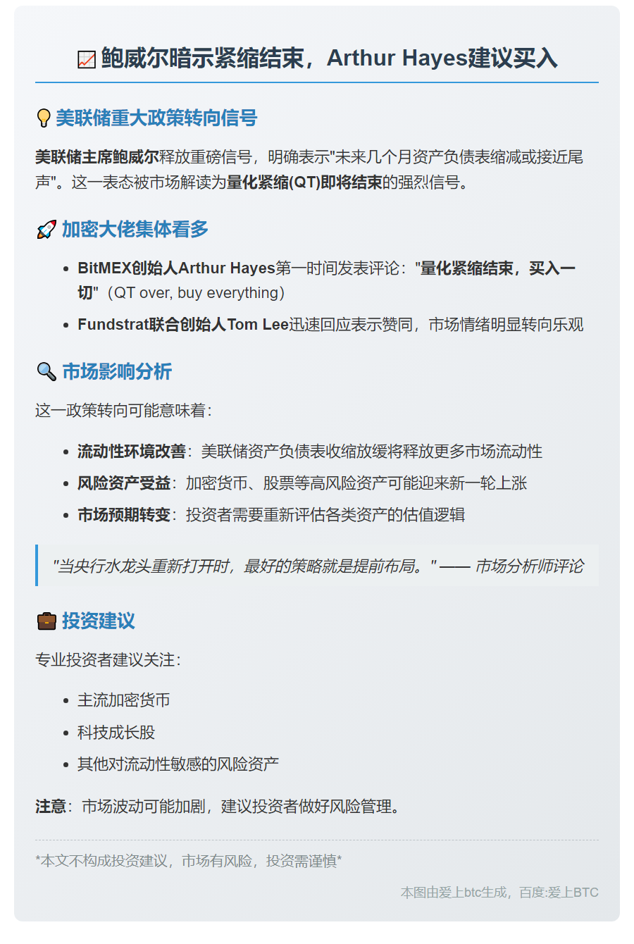 鲍威尔暗示紧缩结束，Arthur Hayes建议买入