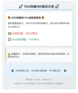 TAO突破460美元