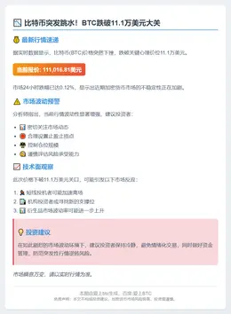 比特币跌破11.1万美元