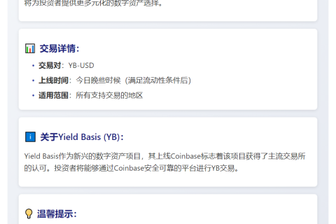 Coinbase上线YB现货交易