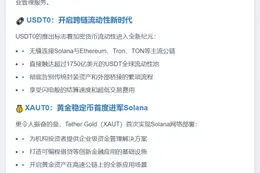 Tether USDT0 和 XAUT0 登陆 Solana