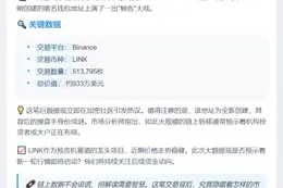 Binance转出51.3万枚LINK，价值933万美元