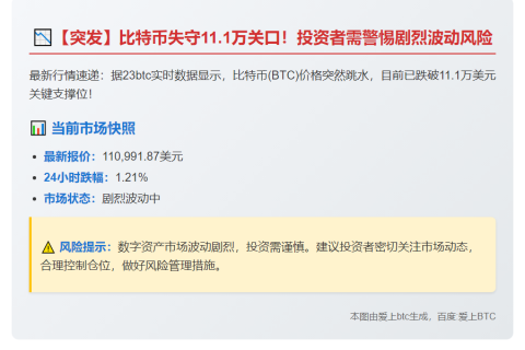 BTC跌破11万美元