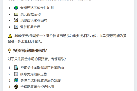 纽约金价微涨至3900美元