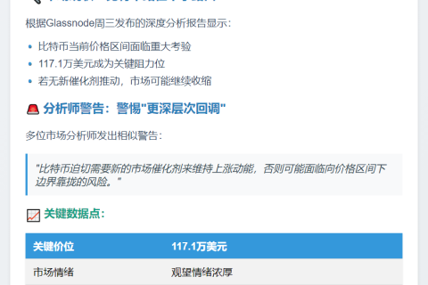 比特币需新催化剂防深度回调